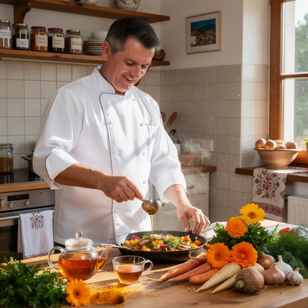 Zlatý nálev čaju z nechtíka so sviežou arómou